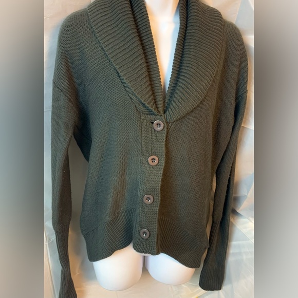 Vintage Sanctuary Sweater Collar Buttons Dark Green Sz S - Picture 1 of 11